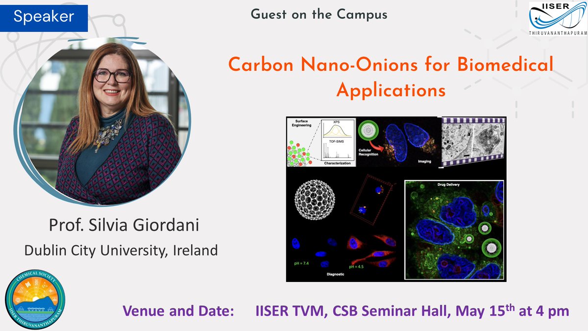 IIt is a great pleasure to host the talk of @giordanisilvia, an eminent scientist in Carbon Nanomaterials from @DCU at @tvmiiser @Chemie_iisertvm; many thanks to the Hon'ble Director, @jnmoorthy_IISER for this opportunity.