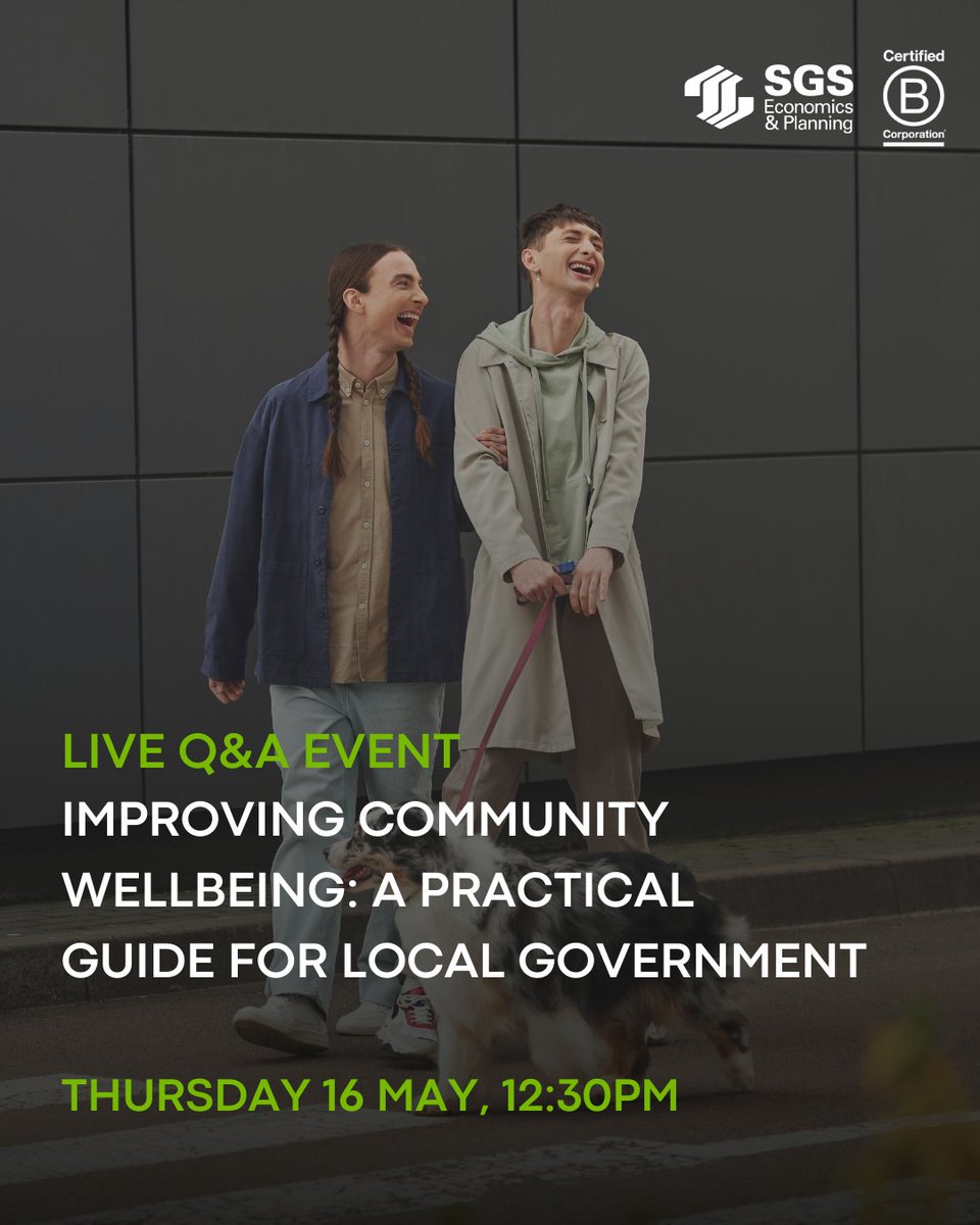 On Thursday,16 May, we're hosting a live Q&A event to discuss the latest data from the SGS Cities and Regions Wellbeing Index. Secure your spot: sgsep.com.au/publications/e…