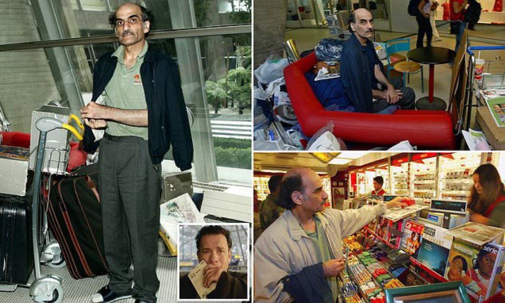 KNOWLEDGE ALERT!🚨

Pics of Iranian refugee Mehran Karimi Nasser, who lived at Charles de Gaulle Airport for 18 years. 

After arriving the French airport, he was unable to prove his identity or refugee status and was detained in the waiting area for travelers without papers.