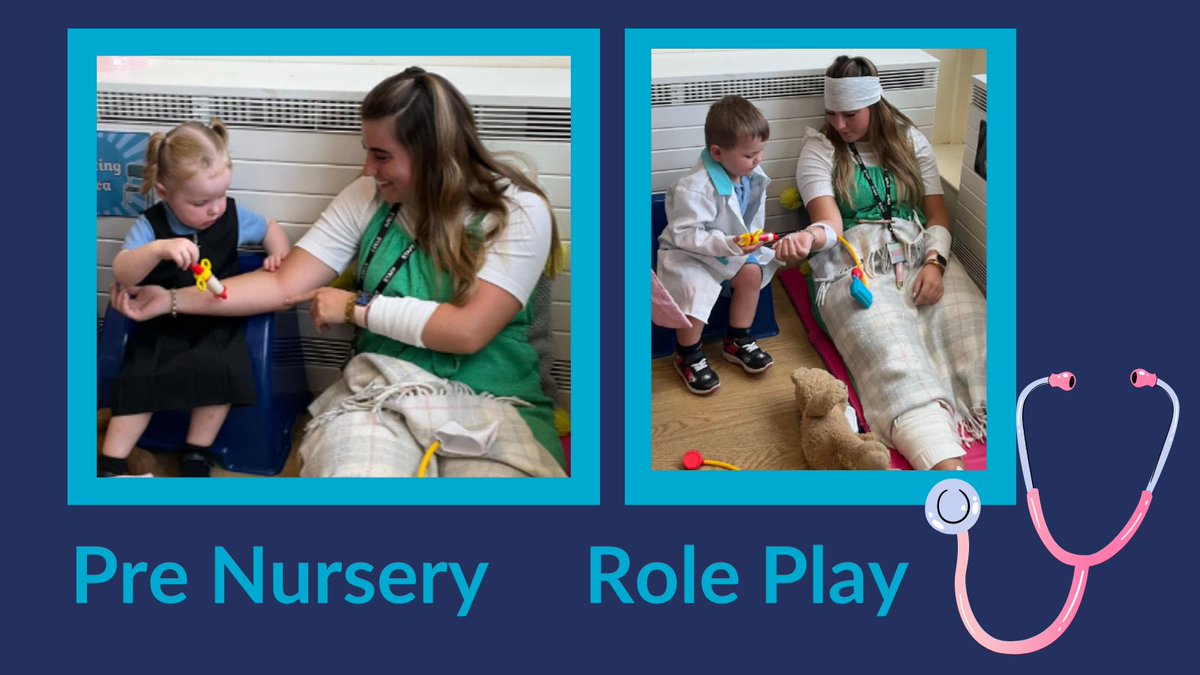 Miss Attwood was in the wars last week. Luckily, the doctors and nurses in the Pre Nursery classroom were on hand to look after her! #eyfs
