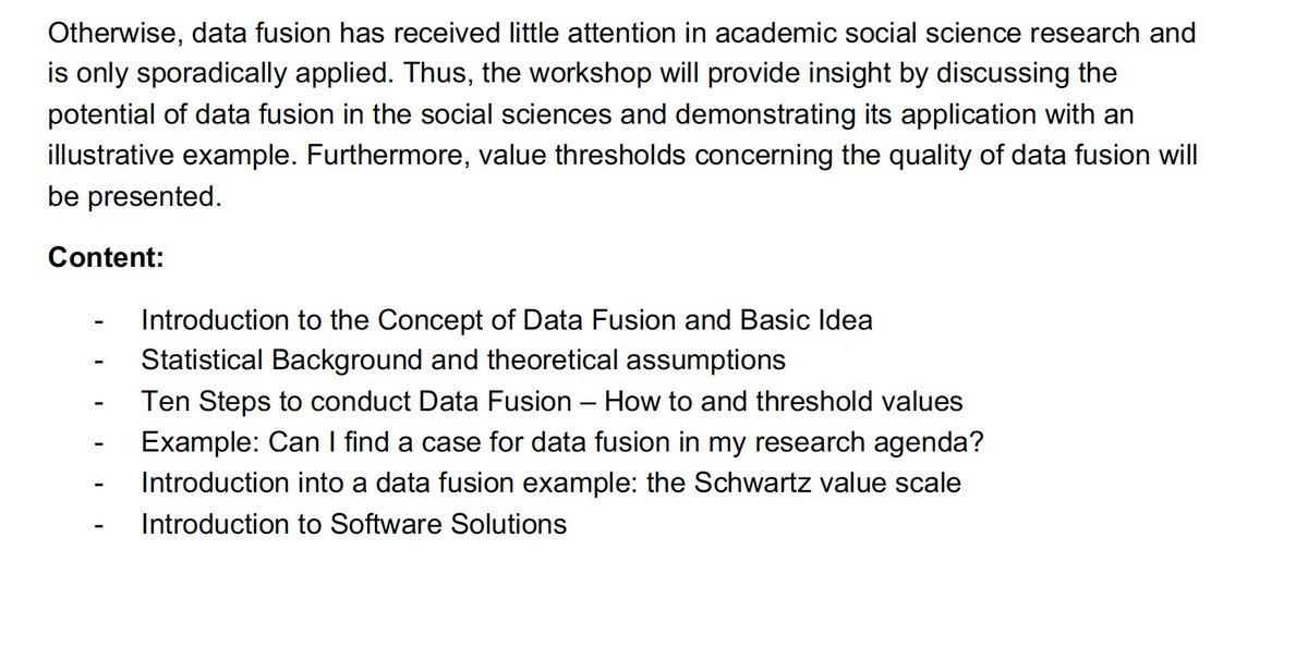 📊 Join our free workshop on 'Data Fusion in Social Sciences' by Dr. Dimitri Prandner (U Linz). Participants will gain hands-on insights into the theoretical background and performance of data fusion. Limited seats! June 6, 2-5 pm, Vienna (on-site @IPKW_univie). Register via DM!