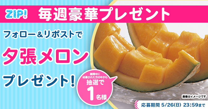 ZIP_TV's tweet photo. 🌅朝は #ZIP! でスマイル🎀

■━━━━━━━━━━━━■
　　　　夕張メロン
　プレゼントキャンペーン
　　　　　1️⃣日目❣
■━━━━━━━━━━━━■

📝応募方法📪
1️⃣@ZIP_TV をフォロー▶
2️⃣この投稿をリポスト🔁
➕毎日参加で当選率UP⤴

今すぐリポストで参加してね❣
💙
👐#ZIP