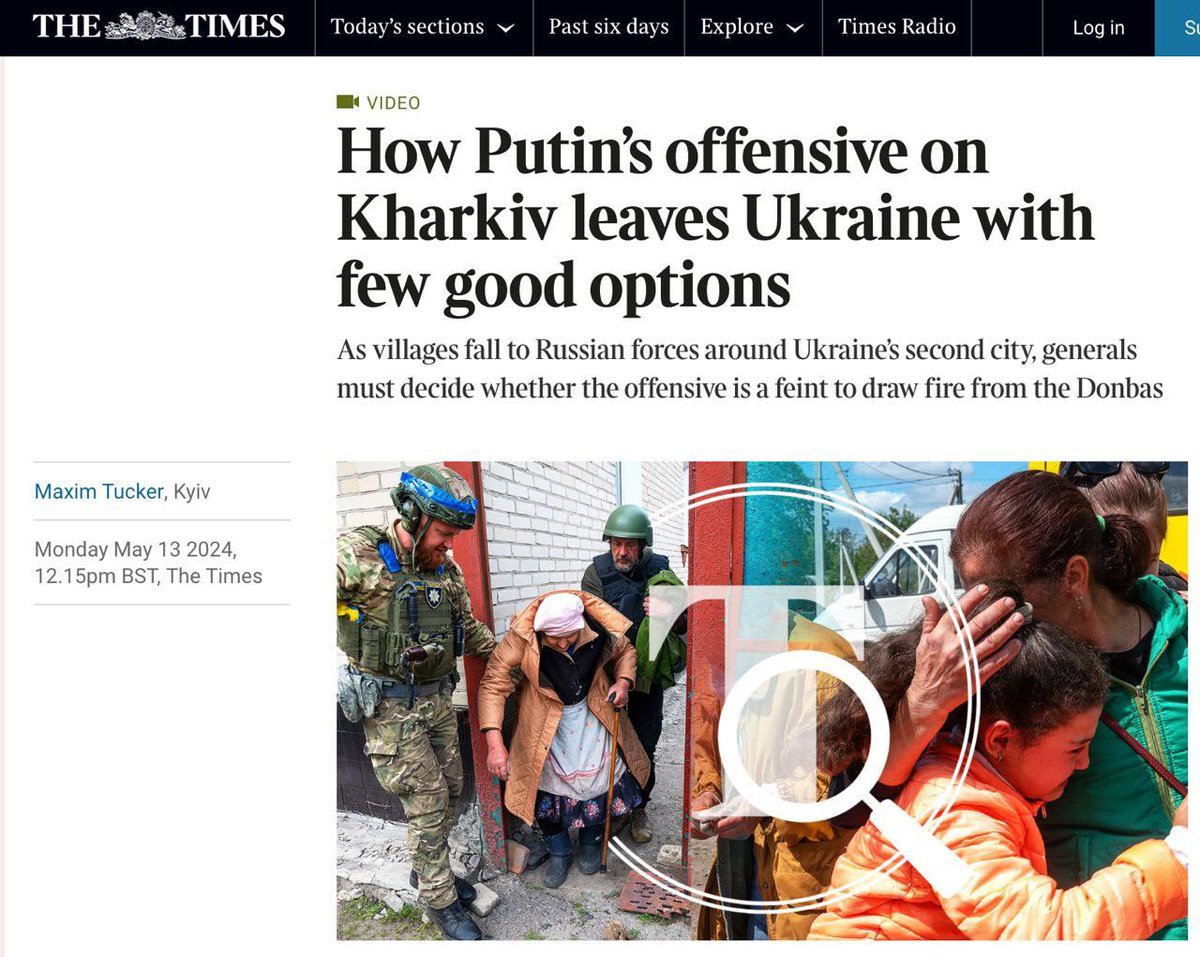 Putin's offensive near Kharkov 'leaves Ukraine with few good options,' writes The Times. The Russians now have about 2,000 troops in the fight, but Ukrainian commanders believe the Russians have about 35,000 troops in the area. This is still not enough to capture Kharkov, but if…