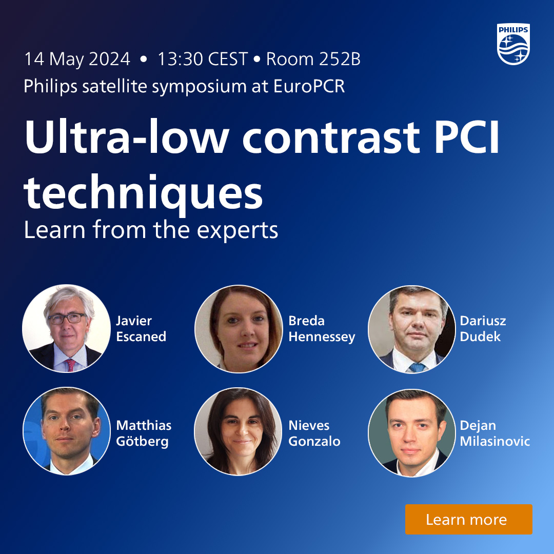 Why should low contrast be a high priority during PCI? Join Philips' symposium at #EuroPCR today and learn about ultra-low contrast techniques to improve the safety and quality of PCI in complex and high-risk patients! to.philips/6011jdtOS