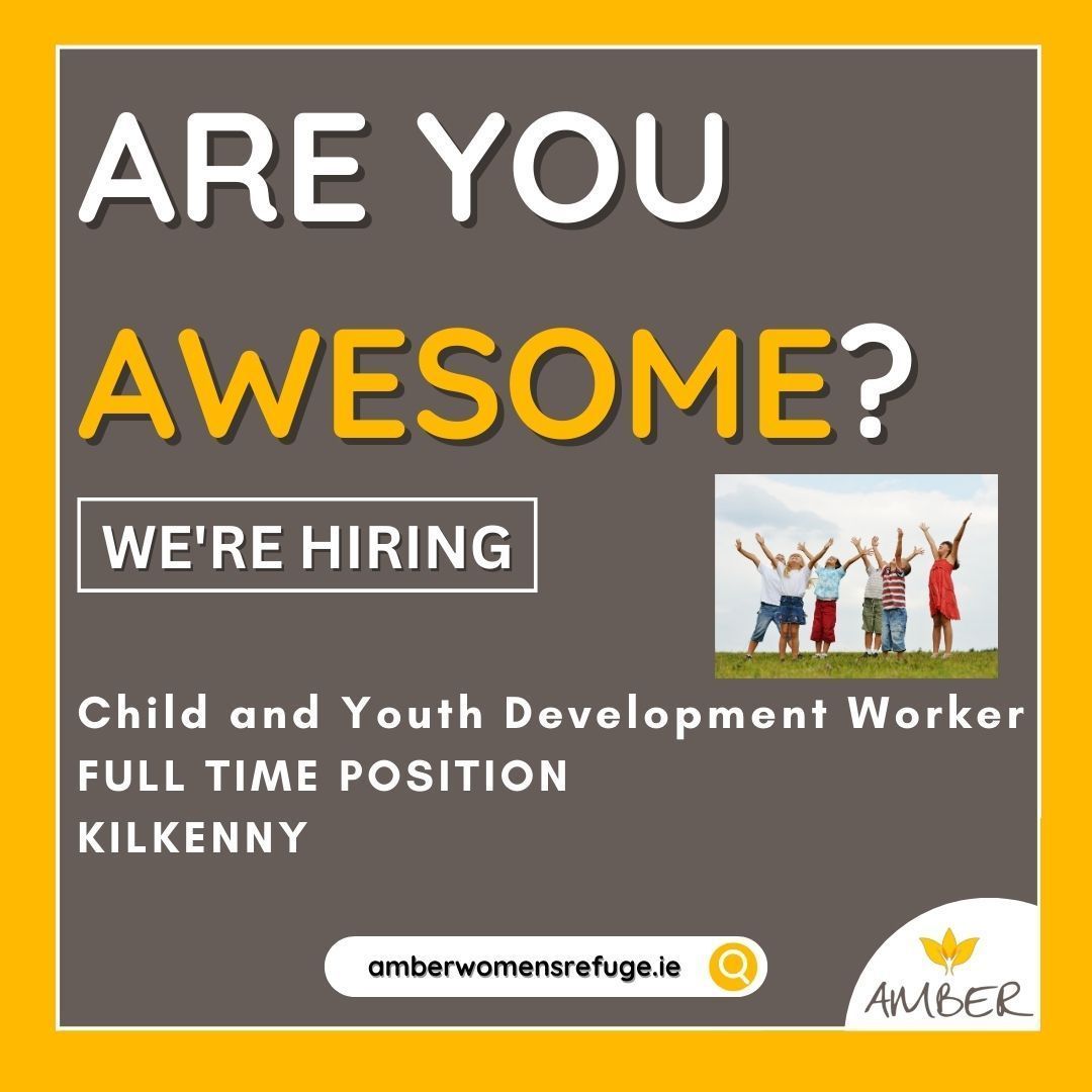 We are hiring a fulltime (39hrs) Child + Youth Development Worker. This is a new permanent role within Amber. Closing date for receipt of CV applications is Friday, 7th June. Full details 👉 buff.ly/3QKwtux #hiring #amberteam #joinourteam #kilkenny @SAFEIreland