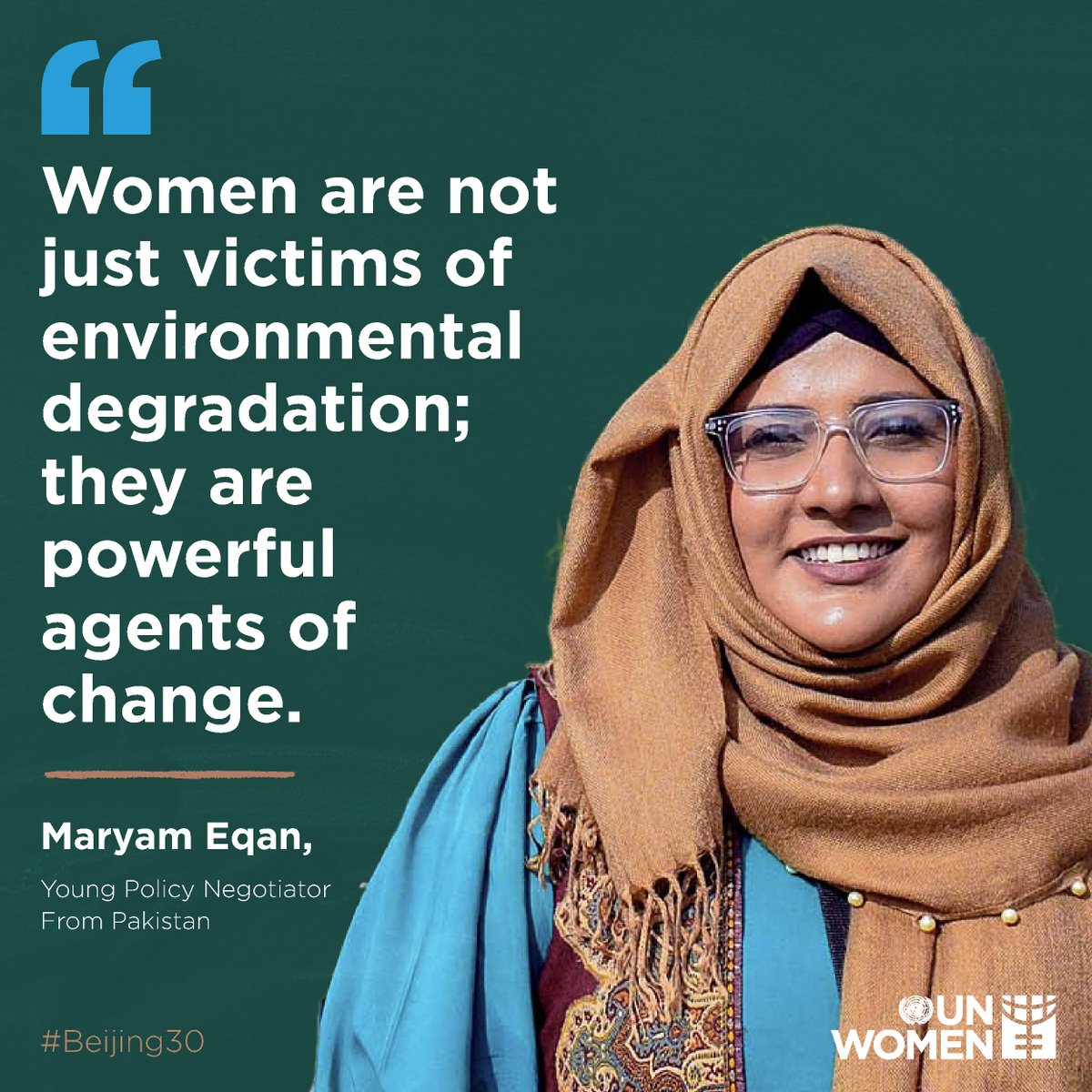 'The 2022 floods in #Pakistan show a critical gap: women, frontline defenders in climate crises, are marginalized in decision-making.'

In our #Beijing30 #YouthBlog, @maryameqan explores why #EmpoweringWomen is crucial for environmental solutions. 🌱🚀

🔗 unwo.men/hLUa50RB33S