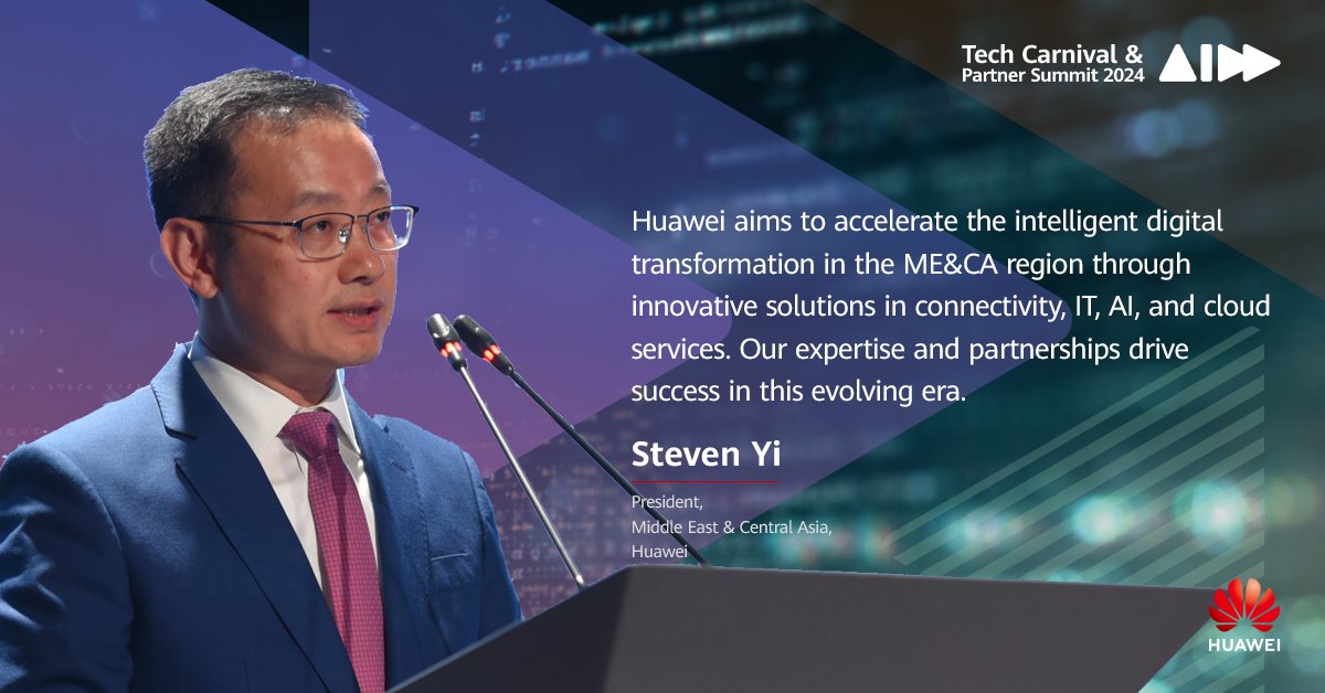 The Huawei ME&CA Tech Carnival & Partner Summit 2024 has officially kicked off! Steven Yi spoke during the opening ceremony about how Huawei will aim to establish itself in the region as a canter of innovation. #HWTechCarnival24 #DigitalTransformation