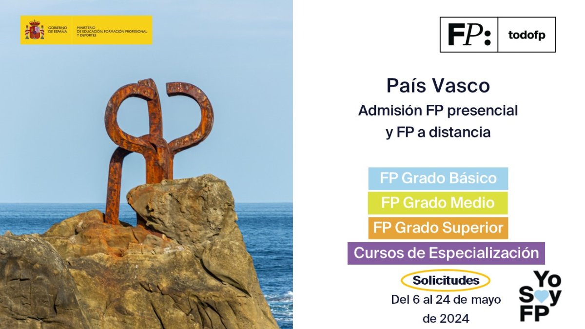 📢 #FPEuskadi Admisión FP Presencial, FP a Distancia y Cursos de Especialización #TodoFP #YoSoyFP 🔴 Solicitudes: Del 6 al 24 de mayo de 2024 🔎 euskadi.eus/informacion/ca…