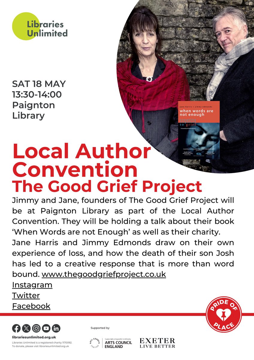 We love libraries! Join us this Saturday at 1.30 and please share @deathpositivel1 @DyingMatters @drkathrynmannix @TorbaySDevonNHS @BBCDevon @DevonLife @AnnalisaB @Quickthornbooks  #libraries #bookevent #photography #grief