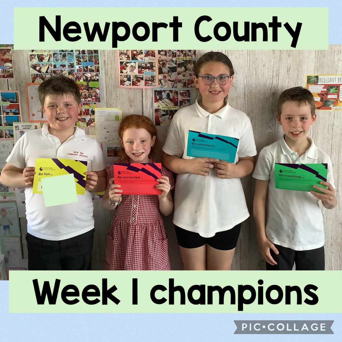 Dosbarth Miss Long enjoyed their first session with @NewportCounty ⚽️ congratulations to these four wonderful learners who impressed the coaches. Keep it up!👍 @EAS_Equity