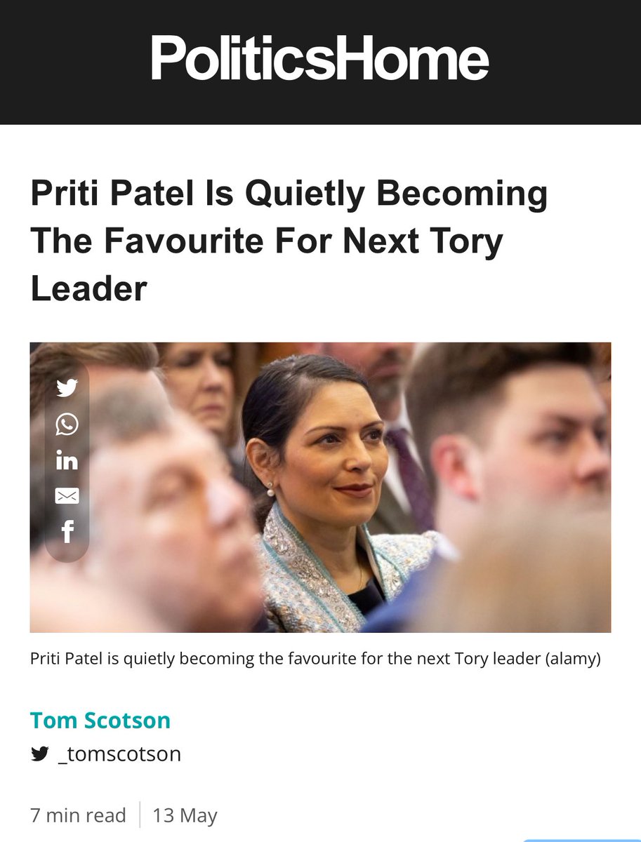 Priti Patel might be the quiet front-runner to be the next Tory leader, with an anonymous Tory MP saying :“One thing we know about Priti is that she is exceptionally popular with the membership, and she’s exceptionally popular with the donors.” Plus, as ConHome Editor Paul…