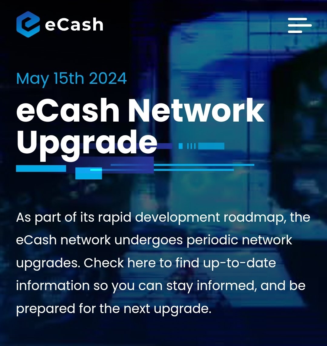 Be ready for #eCash Network Upgrade. Don't miss it, guys.
👏🥳

#CryptoNews 
#cryptocurrency 
#Crypto 
#cryptocurrencynews 
#cryptoinvestor 
#cryptomarket 
#CryptoX