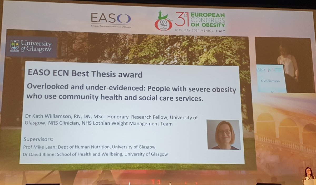 A huge honour to present my research on people living w/obesity in community @EASOobesity Best Thesis award y’day Huge thanks to @EmilieCombet @dnblane @JulietMacArthur @LaurieEyles @AudreyMcRD @helen_parretti @martwillsuk @JenniKBurton @EASOobesityECN for all their support