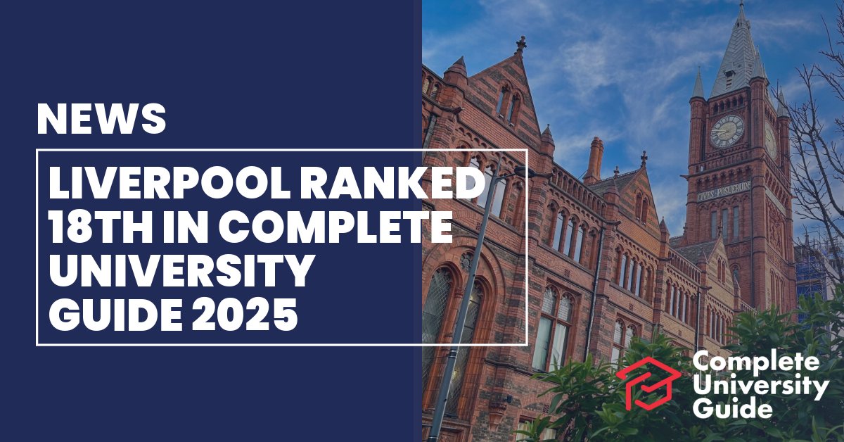 NEWS | @LivUni has ranked 18th in the 2025 @compuniguide - its highest ever position in the table. VC Prof Tim Jones said: “This significant rise in our ranking reflects the hard work of staff and students, who are achieving outstanding outcomes.' More➡️news.liverpool.ac.uk/2024/05/14/liv…