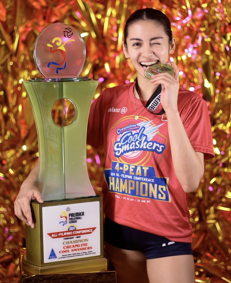 Iron Eagle’s First PVL Championship 🏆 Congrats @denniselazaro !! 💗 So proud to see you thriving with your Creamline Fam!! 🥹 #PVL2024 #Creamline