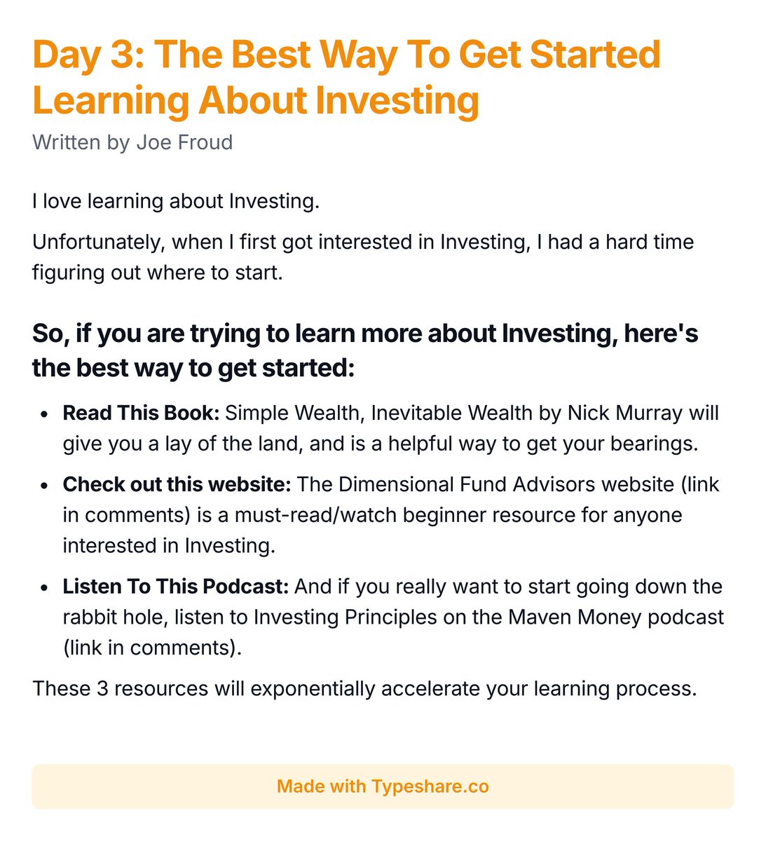 JoeFroud_BLFP's tweet photo. Day 3: The Best Way To Get Started Learning About Investing https://t.co/0gzoSB9BYX