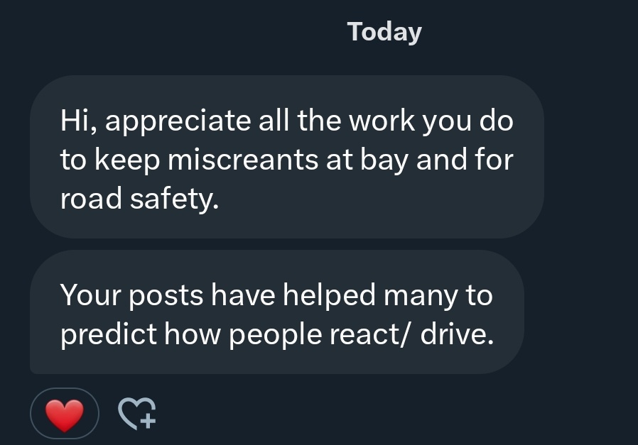 Building the community for better driving and road safety, stronger than ever 💪 These comments/messages will only make us stronger and change our driving behaviour 😍