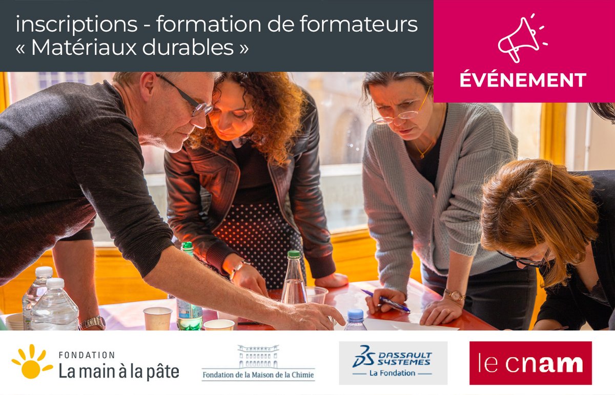 📣Formateurs du 1er ou 2nd degré, la @Fondation_Lamap vous propose 2 jours de travail sur le thème 'Matériaux plastiques et impact sur l’environnement', au @LeCnam à Paris, du 18 au 20 septembre 2024 ! Prise en charge à hauteur de 400 euros. Plus d'infos : tinyurl.com/5x5det2s