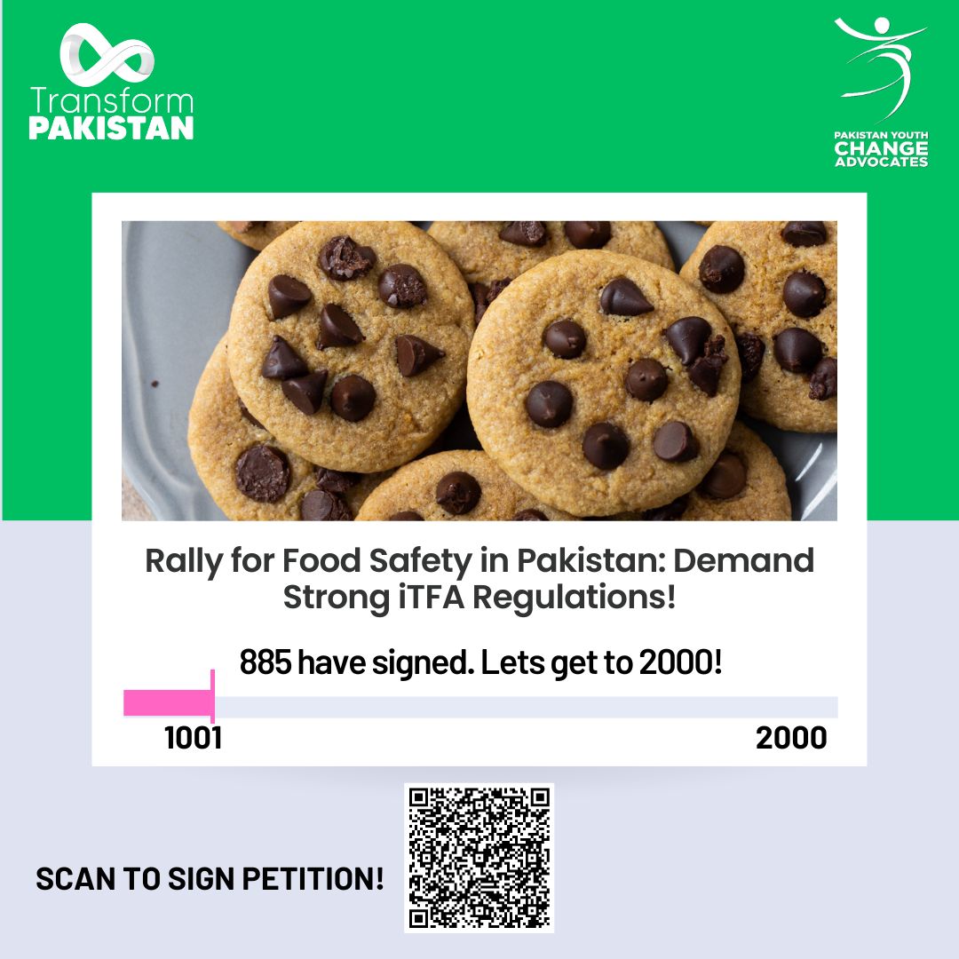 Thank you for making it to 1000! Let's unite to achieve our next target of 2000 signatures. Your backing is crucial. Sign the petition immediately for food that's safer and healthier, without #transfats! 🚫 🔗 Petition link: bit.ly/3SvvyQ0 #FoodSafety #TRANSFORMPakistan