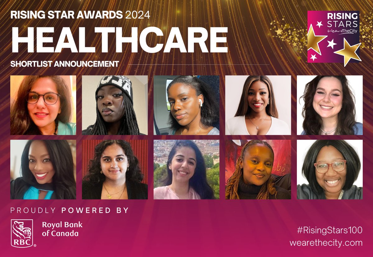 SHORTLIST ANNOUNCEMENT ⚡️ Meet this year's #RisingStars100 Shortlist for our Healthcare Category, powered by @RBC! 💜✨ You can show your support by voting today until 20 May 2024 🥳 #16 · bit.ly/24-RS100