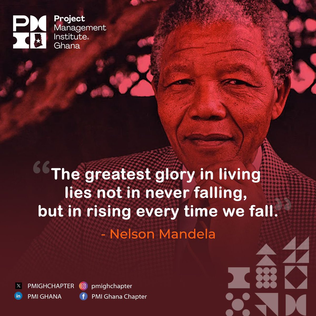 @PMIGHChapter ‘s PM Nugget for the week: We fall a thousand times, we shall rise a thousand times.
   
#PMIGhana 
#PMIGhanaChapter 
#Winning2024
#Nugget 
#Tuesdayinspiration #ProjectManagement #ProjectManager