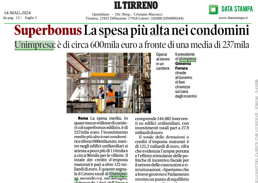 ✒️ #unimpresa su #iltirreno – #superbonus la spesa più alta nei #condomini - Il presidente di Unimpresa #giovannaferrara chiede al #governo di fare chiarezza sul #caos degli #incentivi 👉 unimpresa.it/il-tirreno-sup… #️⃣ #Superbonus2024 #GovernoMeloni