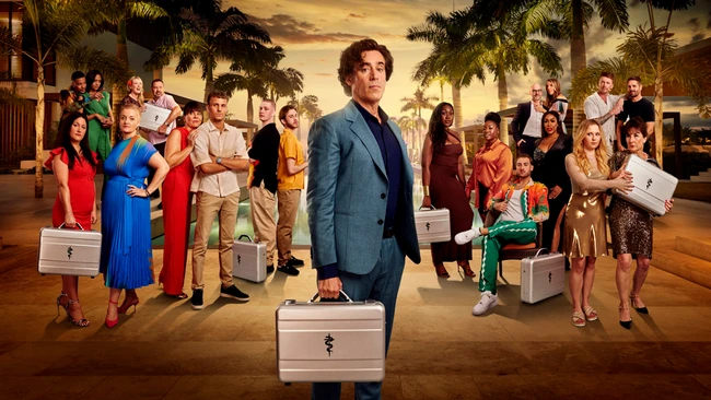 Episode 2 of #TheFortuneHotel airs tonight at 9pm on @ITV. Presented by @StephenMangan, the remaining pairs sample dubious cocktails in the first Room Service task before digging for treasure on a tropical beach in the Day Trip challenge.