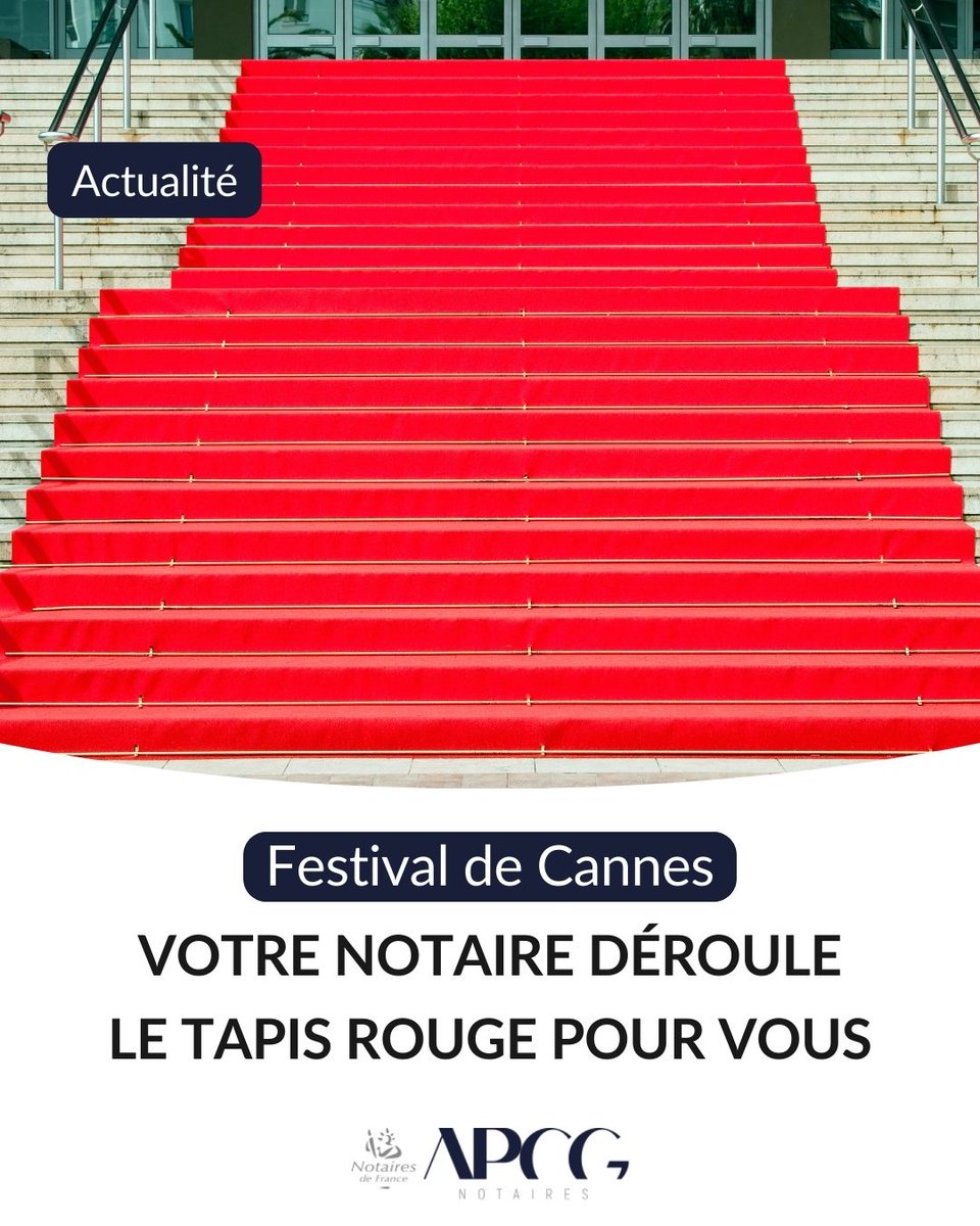 Comme le Festival de Cannes déroule le tapis rouge pour les stars, votre notaire déroule le tapis rouge pour ses clients. 🔴

Avec lui, chaque consultation est une première mondiale ! 🎬🌟
#Notaires #Cannes2024 #PremièreNotariale