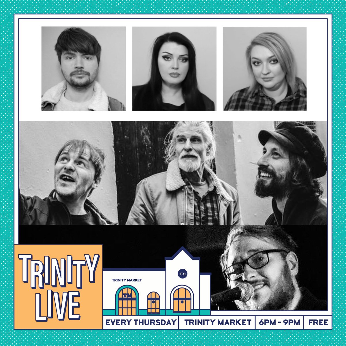 THIS WEEK'S TRIPLE TREAT! Head down to @TrinityMarket1 on Thursday 16th May to see more amazing local live music for free: @HappyEndingsHQ (8.15pm) @quicksilverking (7:30pm) Lewis Paul Marrow (6:45pm) ⏰ The fun starts at 6pm! 👍 Free live music, food, drink, good times