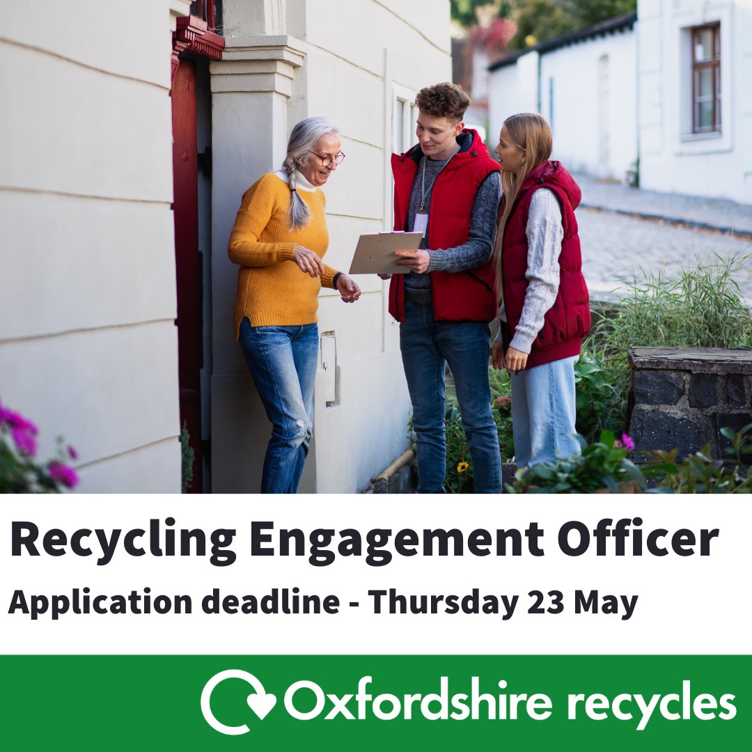 Are you passionate about recycling in Oxfordshire? We're recruiting a temporary recycling engagement officer to work across the county persuading more households to take recycle their food waste. Find more details and apply by Thursday 23 May at careers.newjob.org.uk/job-invite/615…