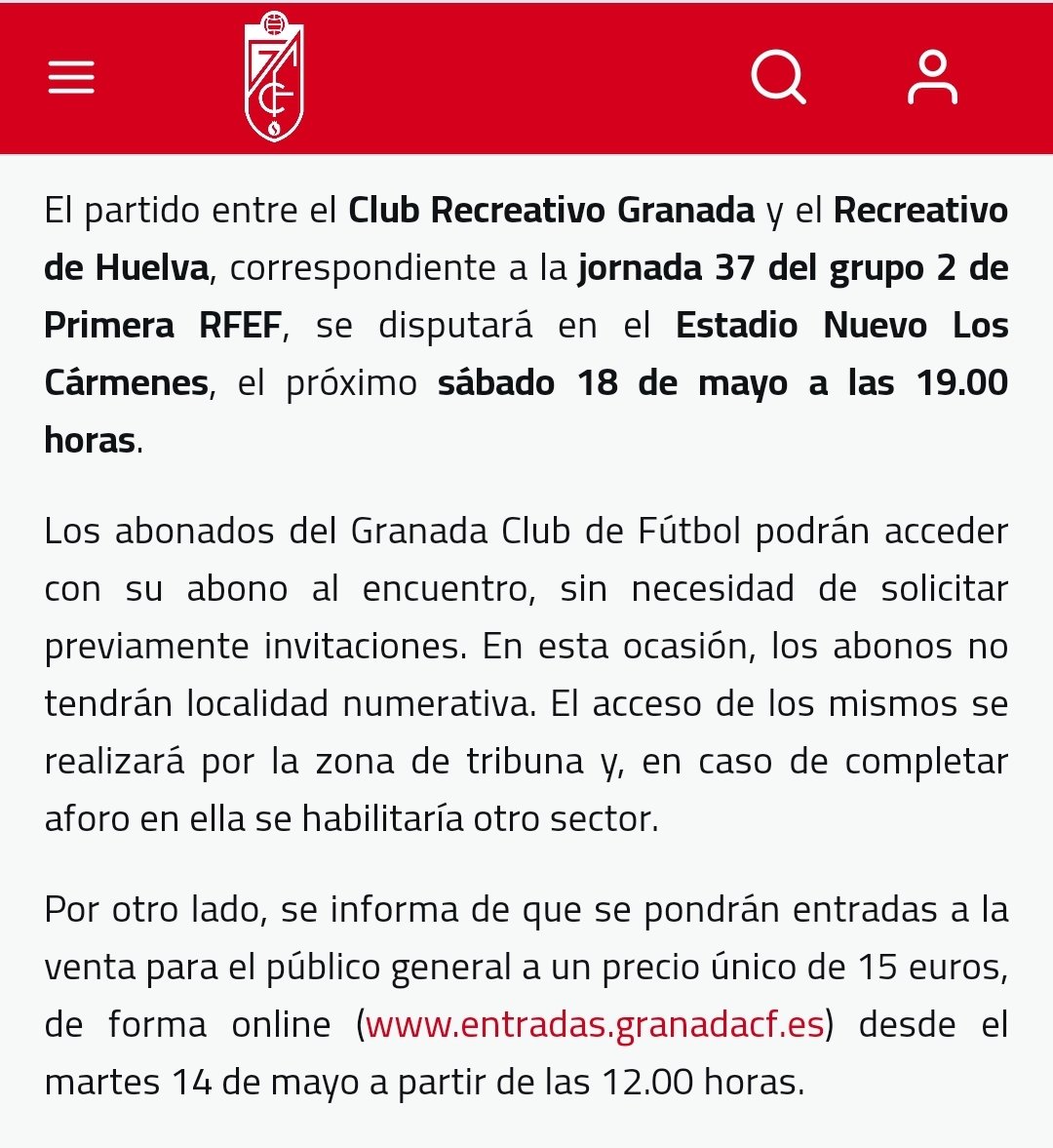 El @GranadaCF vuelve a conseguir luz barata y le permite dejar las entradas del #RecreGranadaRecre a 15€ como toda la temporada... #futmasc #PrimeraRFEF #PrimeraFederación #rivalesCCF
