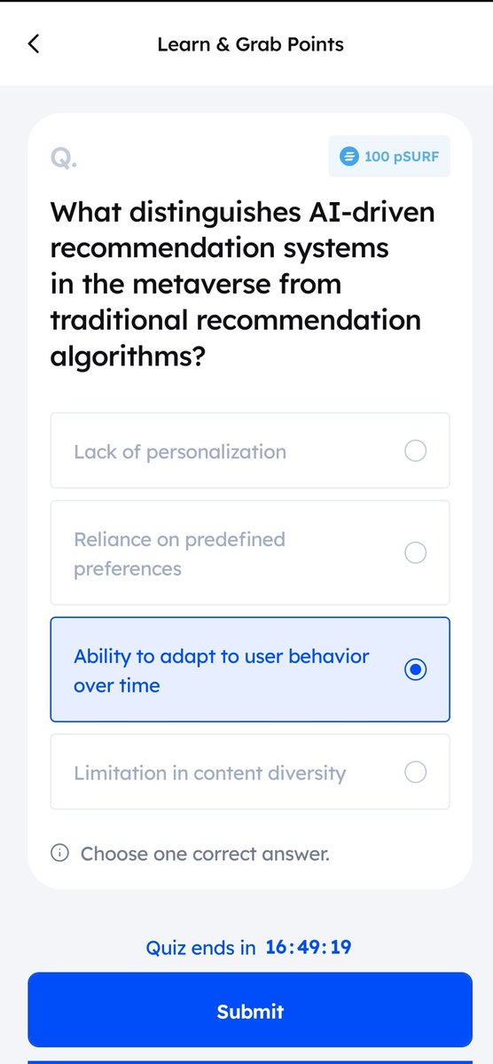 Good morning Alpha

May 14th

Marina Protocol Quiz Answer:

Ability to adapt to user behavior over time

#Marinaprotocol #Learnandearn
#blockchaintechnology