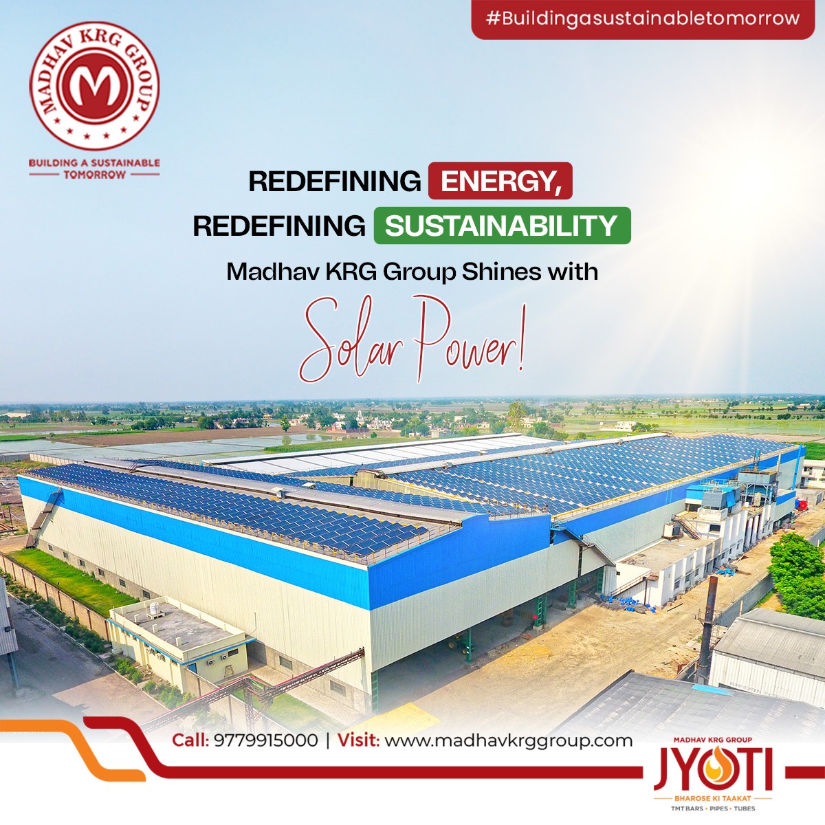 Redefining Energy, Redefining Sustainability! 🌞 Madhav KRG Group shines bright with solar power! 🌿✨ #SolarEnergy #Sustainability #GreenFuture #MadhavKRG #RenewableEnergy #EcoFriendly #MKRG