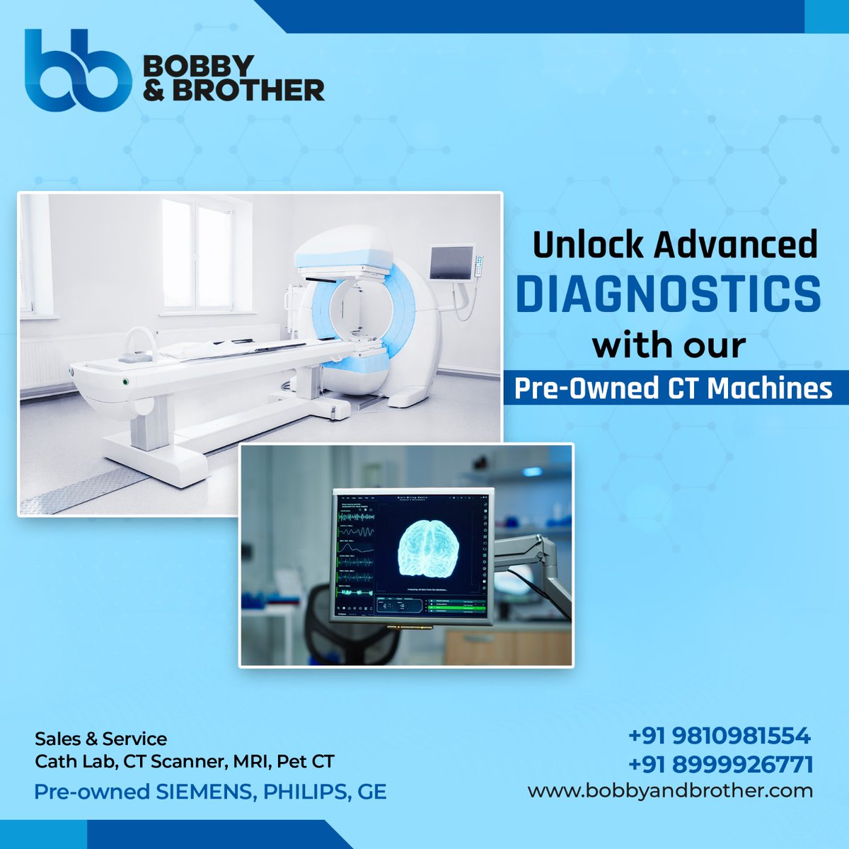 Explore top-quality imaging solutions with our pre-owned CT scan machines, delivering precision diagnostics and exceptional value for healthcare facilities.

#BobbyAndBrother #RefurbishedEquipment #CtScan #CtScanMachine #HealthcareTechnology #RefurbishedEquipment #India