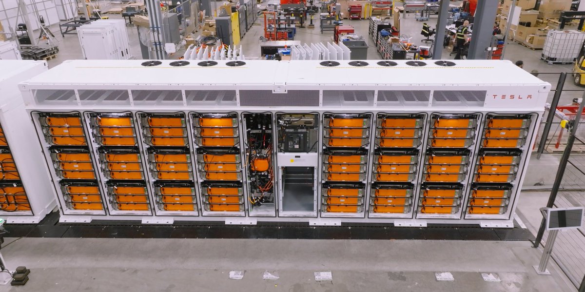 This is what a Tesla Megapack looks like inside

(Megapack final assembly, in Lathrop, California)