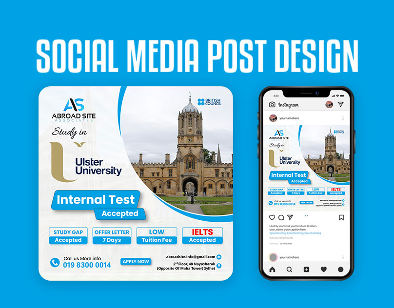 Social Media Post Design
📷My Client Work
Client FB: Abroad Site Associates
📷If you need such a design, Contact me. I try to batter Inshallah.
 #bdbannar #facebookpage #product #graphichdesign  #onlinedesign #creativedesign #ulsteruniversity #socialmediapostdesign