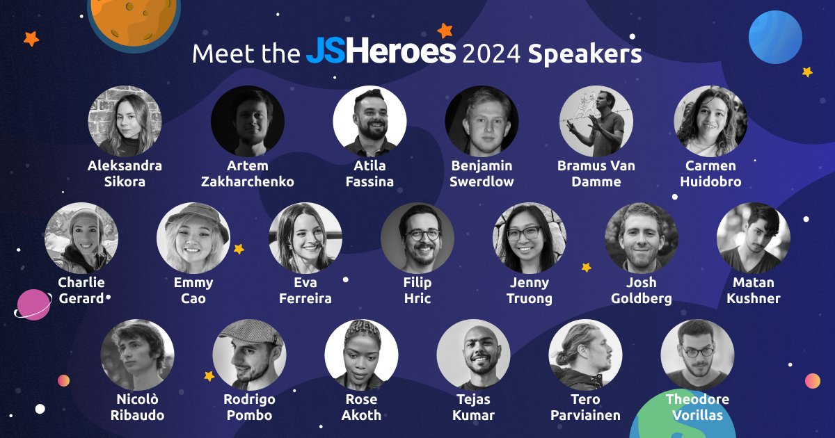 Here they are! JSHeroes speakers, class of 2024 ❤️ Join them next week, on the 23rd and 24th of May, for the sixth edition of JSHeroes, the biggest gathering of JS and Web enthusiasts in 🇷🇴 Romania!