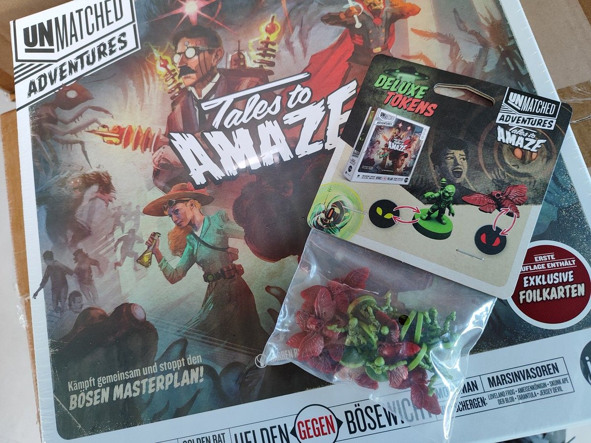 Ein heißes Thema der letzten Tage sind die Deluxe Tokens zu #UNMATCHED ADVENTURES: TALES TO AMAZE gewesen. Wir haben die Deluxe Tokens gestern erhalten und wir legen sie nun, solange der Vorrat reicht den Bestellungen bei.