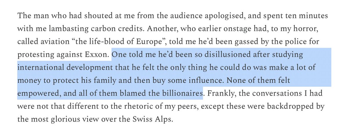 'I thought of Andreas Malm’s theory about the radical vs moderate flank, and was deeply grateful for the activists. By being radical, they made me look moderate, and because I looked moderate, I was approachable.' Even The Millionaires Are Fed Up
