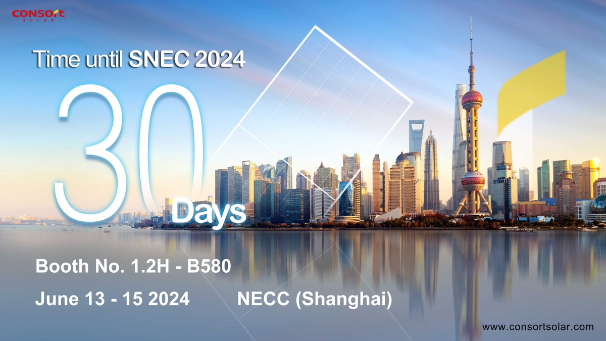 CONSORTSOLAR's tweet photo. 😎 The countdown is 30 days!

CONSORT SOLAR CO.,LTD looks forward to meeting you at #SNEC in #Shanghai, China! 🌞

👀 Have you checked out our #website https://t.co/0TDENOFB1j ? lf you want to know more, drop us a line at our #inbox sales@consortsolar.com

#Solar #TOPCon https://t.co/TmciFvQNeJ
