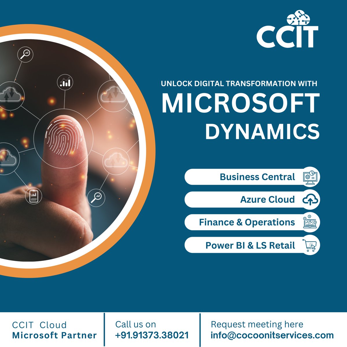 Unlock your business's full potential with Microsoft Dynamics solutions from CCIT, a Microsoft Cloud Partner. Our expertise helps you with . Streamline operations . Enhance customer experiences . Optimize sales & marketing . Gain data-driven insights #MicrosoftDynamics #ccit