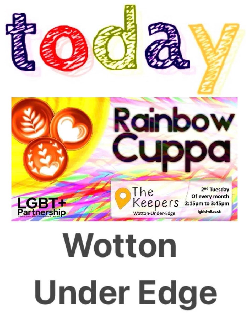 2:15pm to 3:45pm today at The Keepers in #WottonUnderEdge there’ll be happy rainbows all over the place. Fun. Relaxed. Social. We’ll see you there 🌈 @TheKeepers_WuE @StroudPride