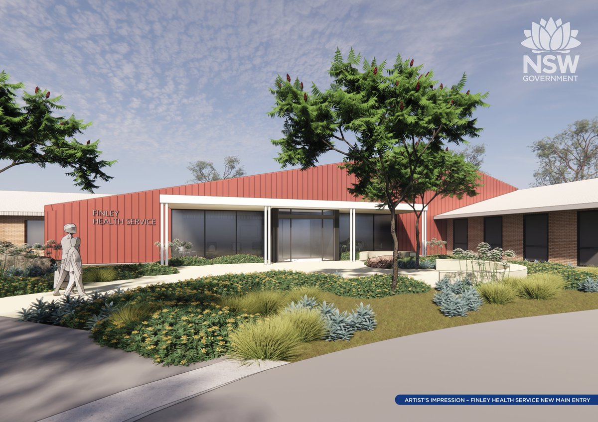 Latest designs unveiled for Finley Health Service Redevelopment, shaped by community feedback.

hinfra.health.nsw.gov.au/news/latest/la…

@MurrumbidgeeLHD 
#nsw #nswgov #nswgovernment #health #nswhealth #infrastructure #finley #murrumbidgee #designs #artistimpression #hospital #redevelopment
