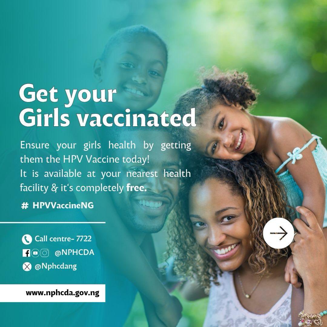 Every girl deserves protection! 

The HPV vaccine shields against a common strains of Human Papilloma virus that can lead to cervical cancer. 
Let's prioritize the health of our girls and lead the way towards prevention. #GirlsDeserveProtection #HPVVaccineNG