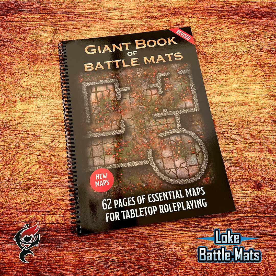 GIANT BOOK OF BATTLEMATS - 62 ESSENTIAL TTRPG ENCOUNTER LOCATIONS! ⚔️🛡️ Thanks to @LokeBattlemats, we delve into the versatility of the Giant Book of Battlemats, a collection of intricately detailed maps. #monkeyswithfire #roleplayinggames #lokebattlemats