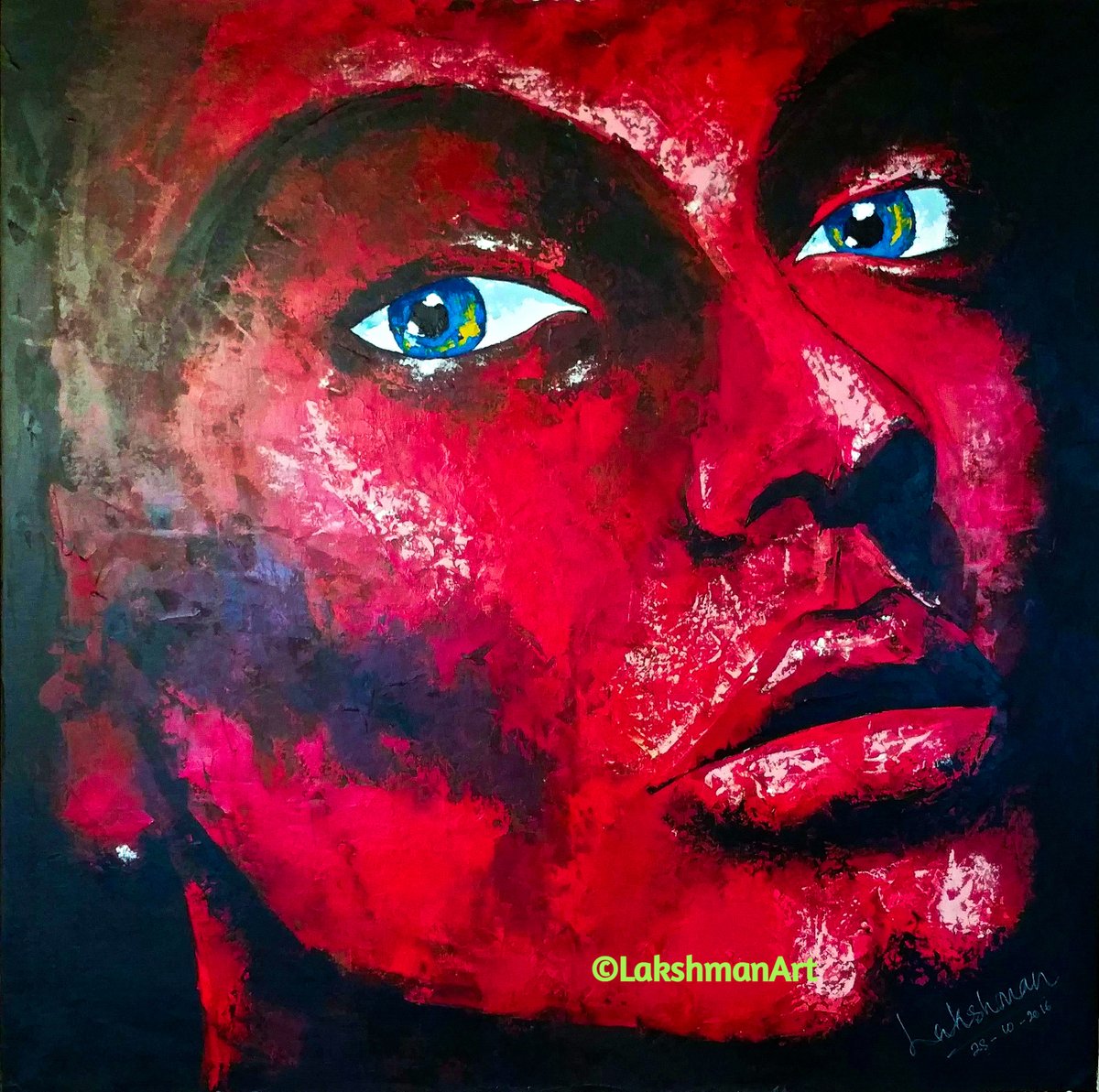Defiance, 2016. Palette knife, acrylic, 100x100cm 🎨Lakshmanart.com #acrylicpainting #art #SriLanka #Linlithgow #Scotland #portraitpainting #portraitart #arte #scottishartist #ArtistOnX youtube.com/@LakshmanArt-m…