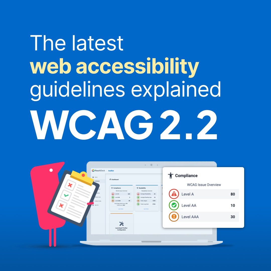 Ahead of Global Accessibility Awareness Day, we're diving into the latest WCAG 2.2 guidelines to ensure your website is accessible to everyone. Discover how Texthelp's ReachDeck can simplify your WCAG compliance & more: text.help/leUHEs #WCAG #GAAD #DigitalAccessibility
