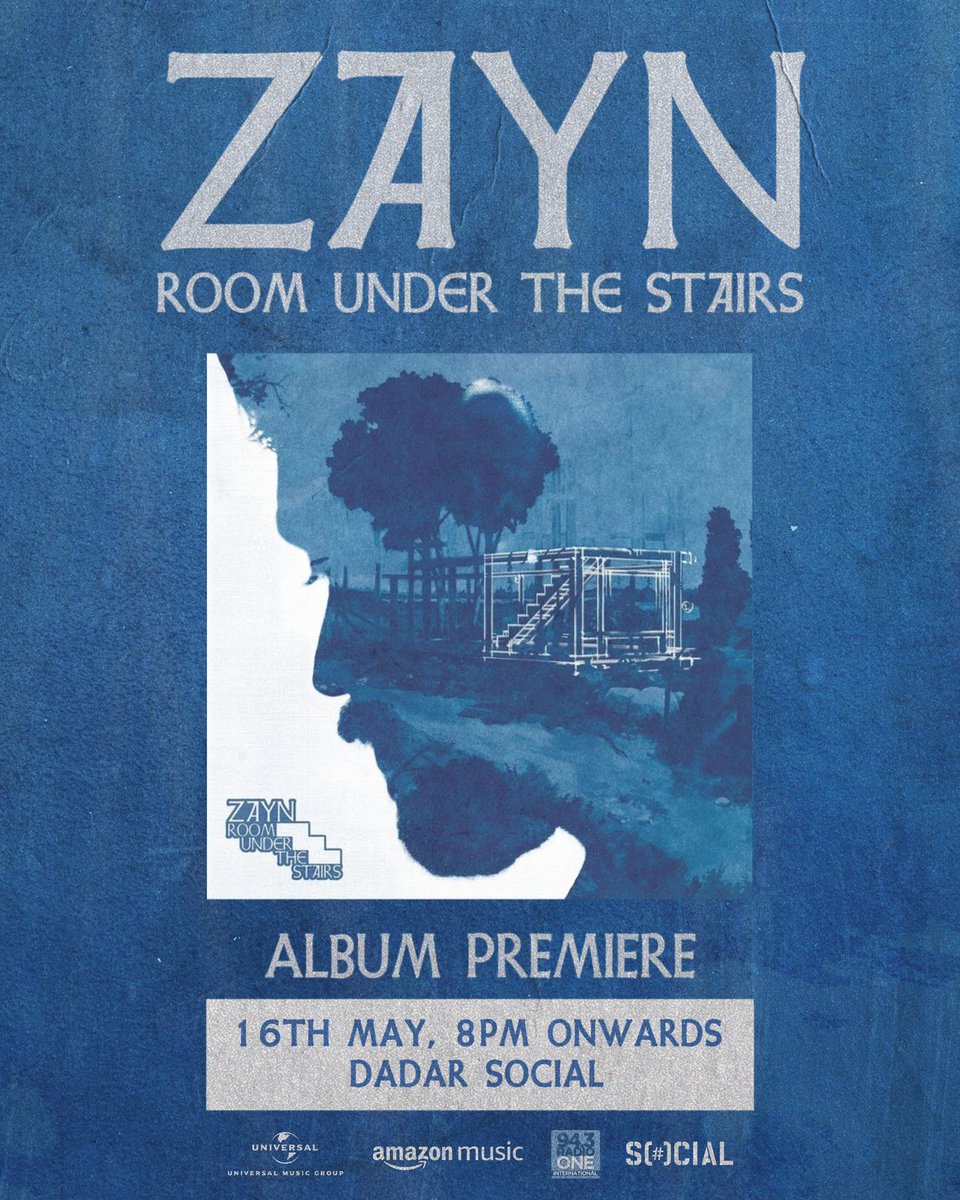 #Zquad get ready to experience one of the first ever pre-release official listening party for @zaynmalik's new album ‘Room Under The Stairs’ 🌌 📍Dadar Social, Mumbai on May 16 at 8pm RSVP, now: insider.in/zayn-room-unde…