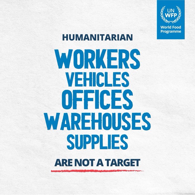 Lifesaving humanitarian work depends on the safe, unhindered, movement of humanitarian supplies and people. 

Humanitarians are #NotATarget. Not today. Not tomorrow. Not ever.