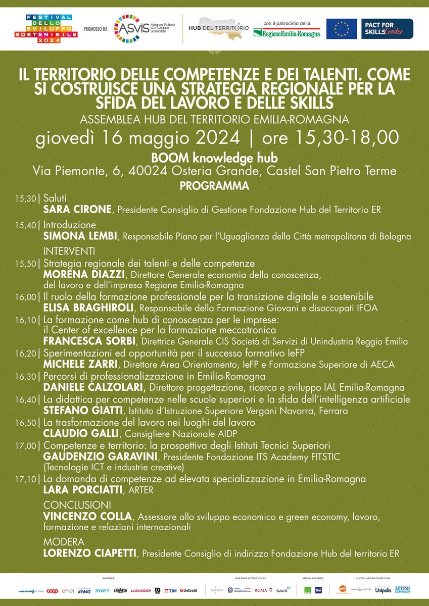 Come si costruisce una strategia regionale per la sfida del lavoro e delle skills? ⬇️
Ne parleremo al nostro CONVEGNO di Giovedì 16 maggio alle ore 15.30 e dalle 18 aperitivo di networking
➡️Iscriviti qui eventbrite.it/e/biglietti-il…
➡️O seguici online eventbrite.it/e/biglietti-il…